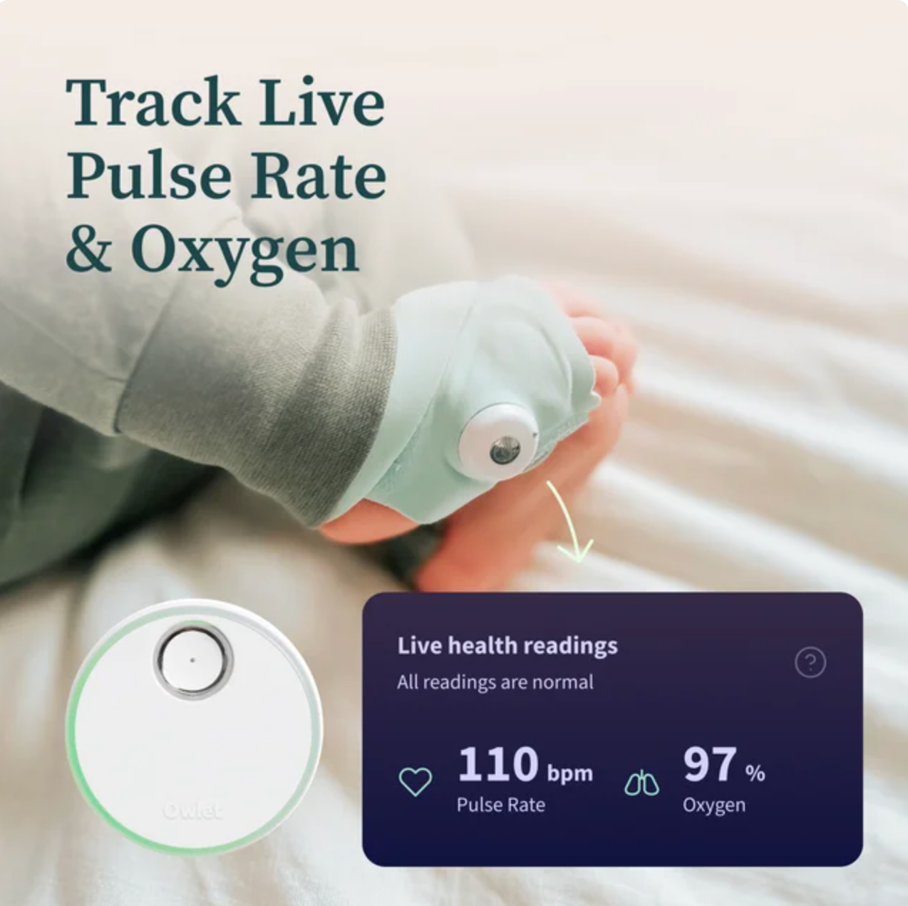 Owlet® Dream Duo 2 Smart Baby Monitor: FDA-Cleared Dream Sock® plus Cam 2 HD WiFi Video