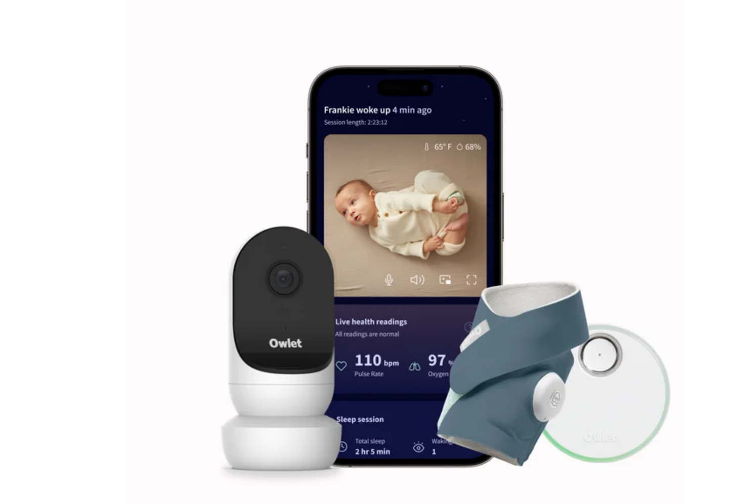 Owlet® Dream Duo 2 Smart Baby Monitor: FDA-Cleared Dream Sock® plus Cam 2 HD WiFi Video