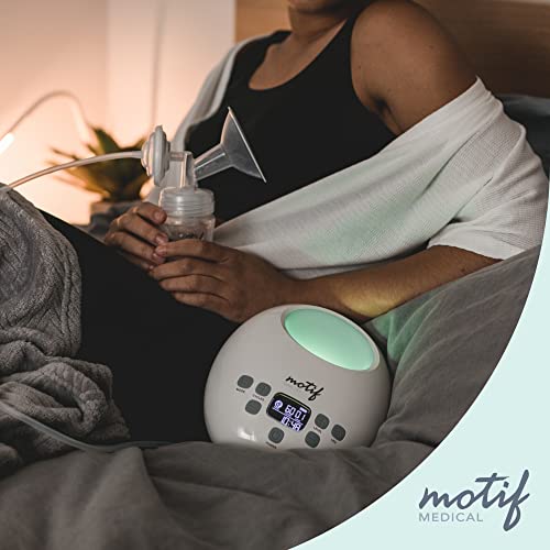 Motif Medical Luna with Battery Double Electric Breast Pump, Portable Breast Pump with Battery - Easy to Use, Quiet Motor, Built-in LED Night Light