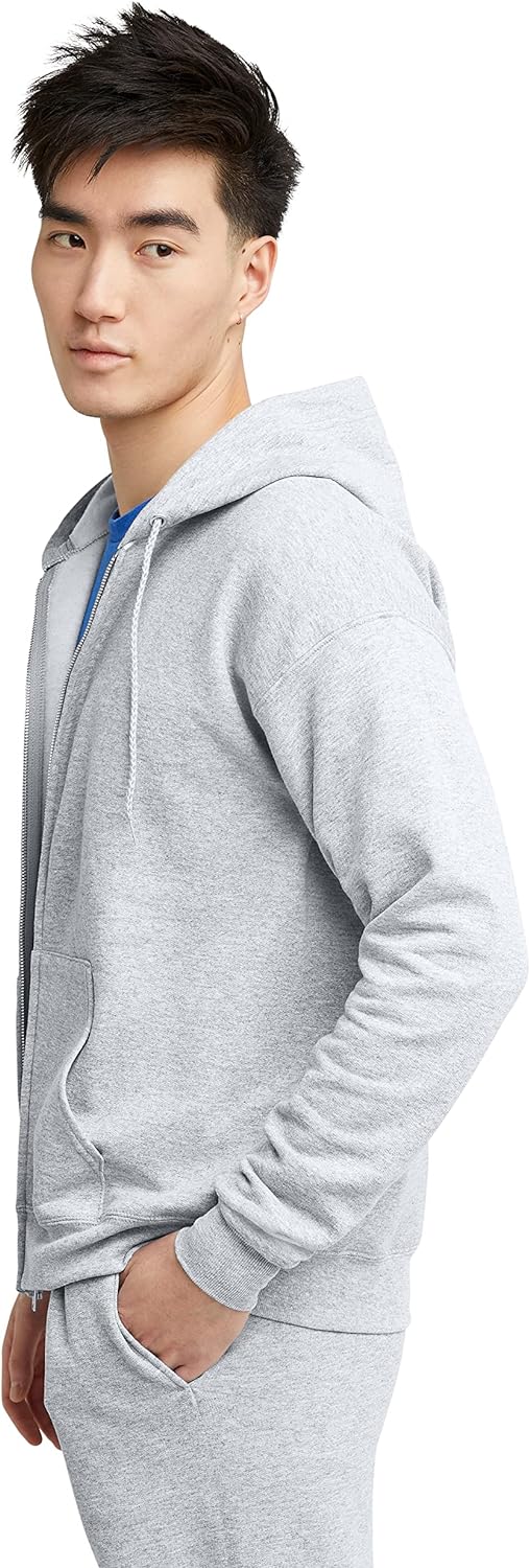 Hanes mens Full-zip Eco-smart Hoodie athletic sweatshirts, Black, Large US