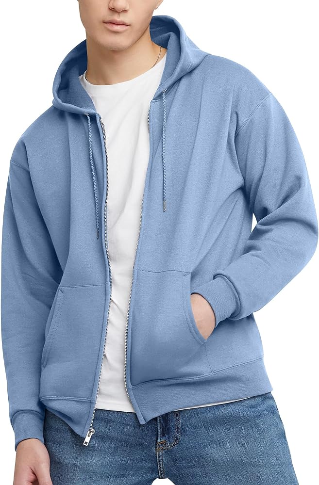 Hanes mens Full-zip Eco-smart Hoodie athletic sweatshirts, Black, Large US